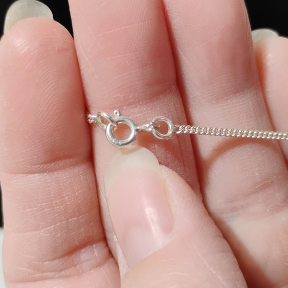 925 Sterling Silver Minimalist Green Prehnite Teardrop Necklace - Picture 9 of 9